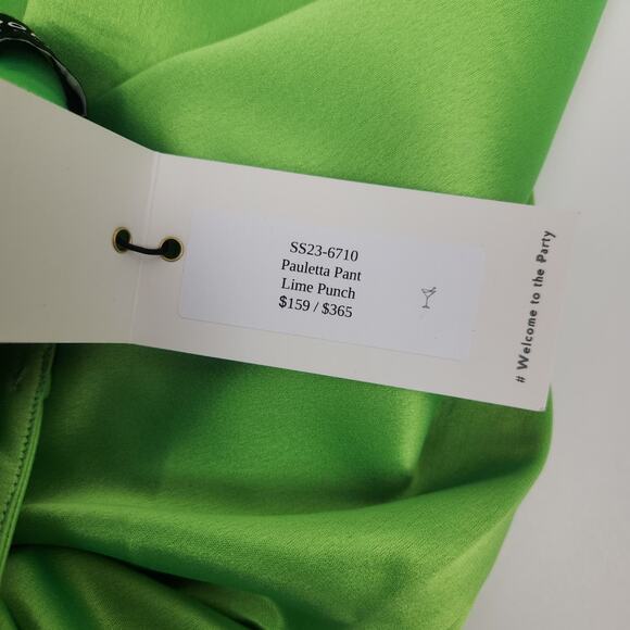 Retrofete Pauletta Pant Lime Punch Green Size Wide Leg NWT Sample Pleats Medium - Picture 10 of 11